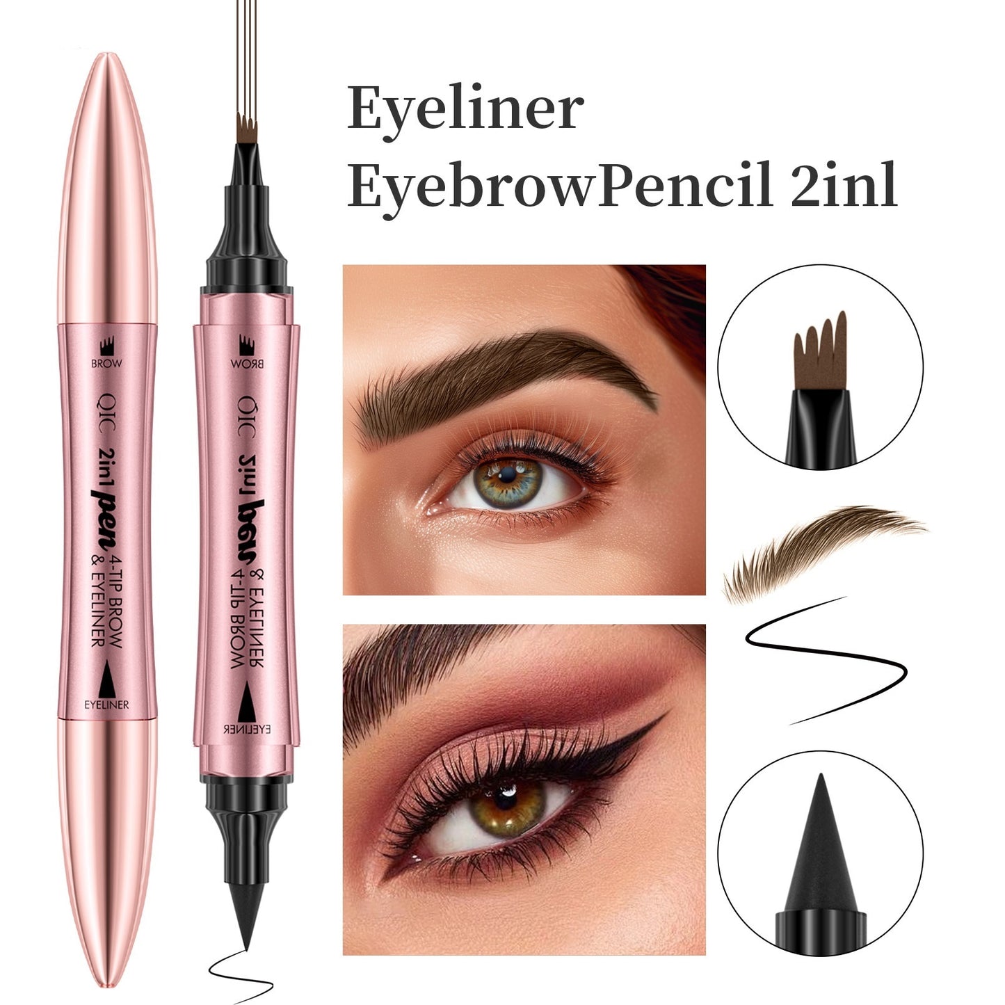 Double-headed Micro-carved Liquid Four-fork Eyebrow Pencil