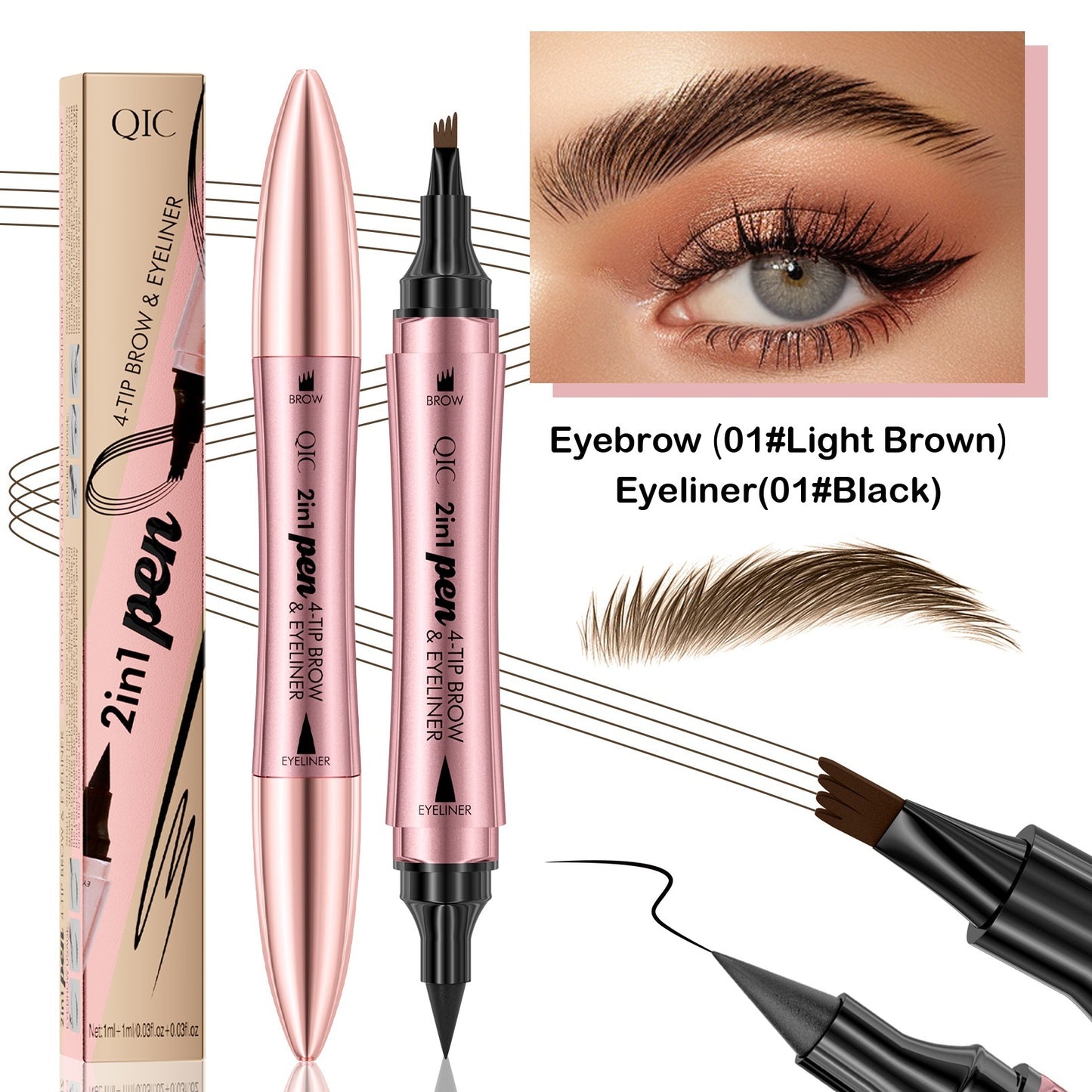 Double-headed Micro-carved Liquid Four-fork Eyebrow Pencil