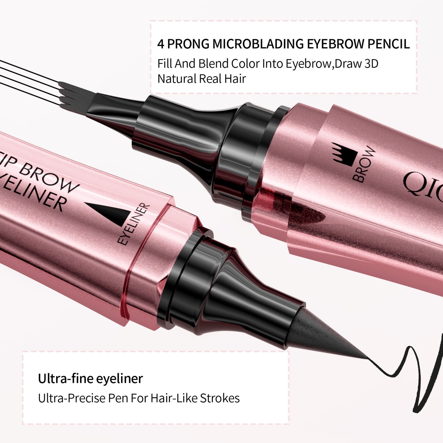 Double-headed Micro-carved Liquid Four-fork Eyebrow Pencil