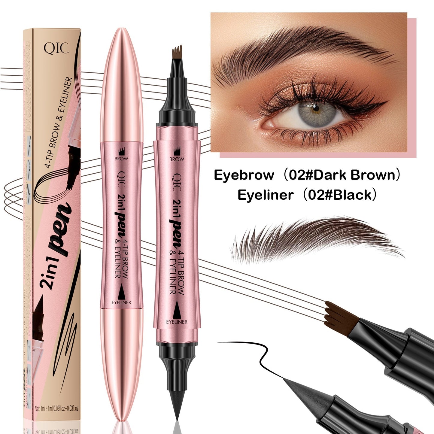Double-headed Micro-carved Liquid Four-fork Eyebrow Pencil