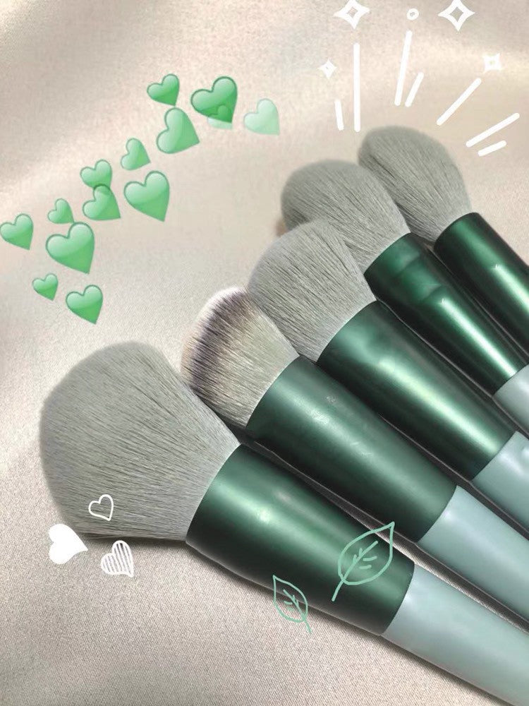 13 Makeup Brushes Green